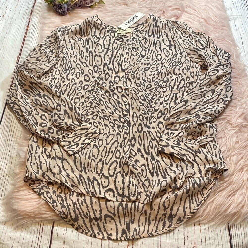 NWT L'Agence Silk Bardot Band Collar Nectar Shadow Blouse